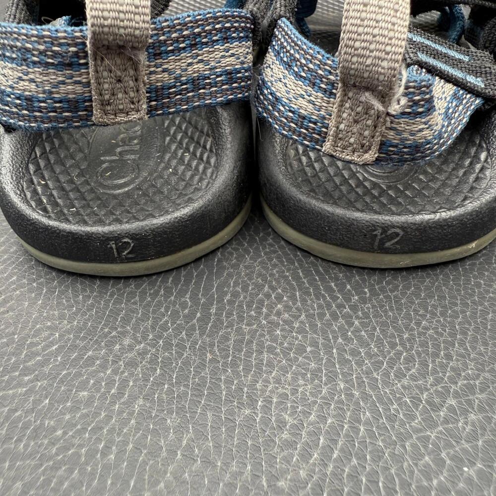 Chaco Sandals Blue Gray Geometric Stripe‎ Kids Size 12 - Picture 2 of 5